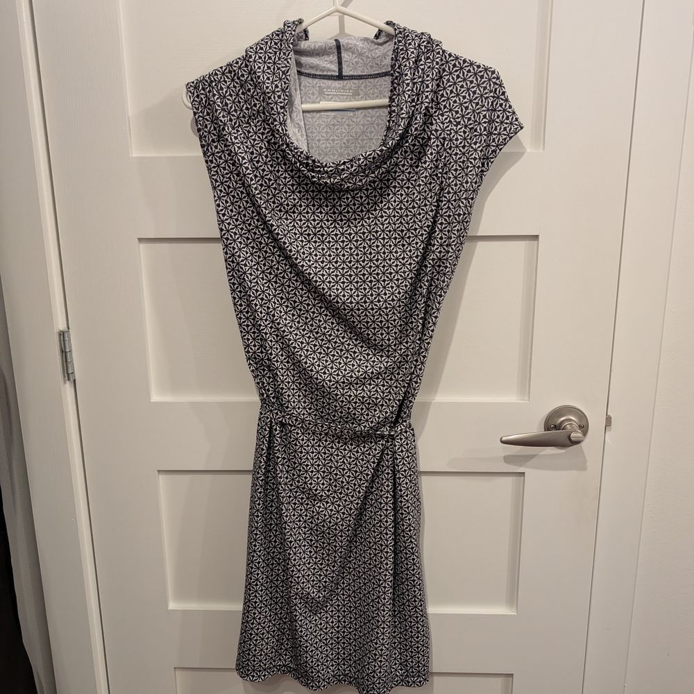 Navy and White Sporty Patterned Dress